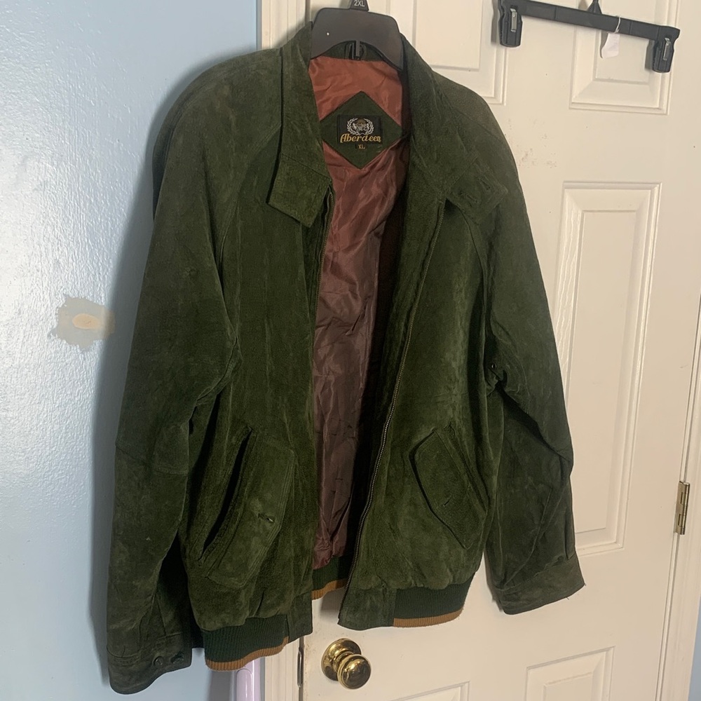 Men's Green  XL Suede Jacket